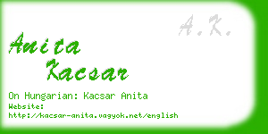 anita kacsar business card